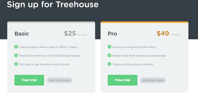 Review of Treehouse learning platform pricing.